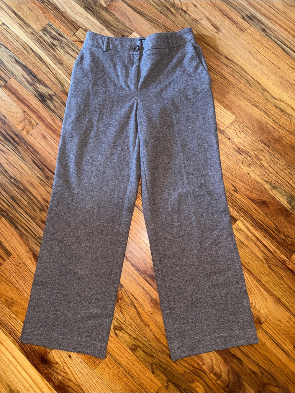 Wide leg thick herringbone trousers